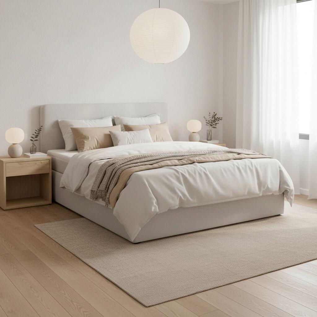 BOXSÄNG MARCO - ljusgrå/svart, Modern, trä/textil (180/200cm) - Bessagi Home