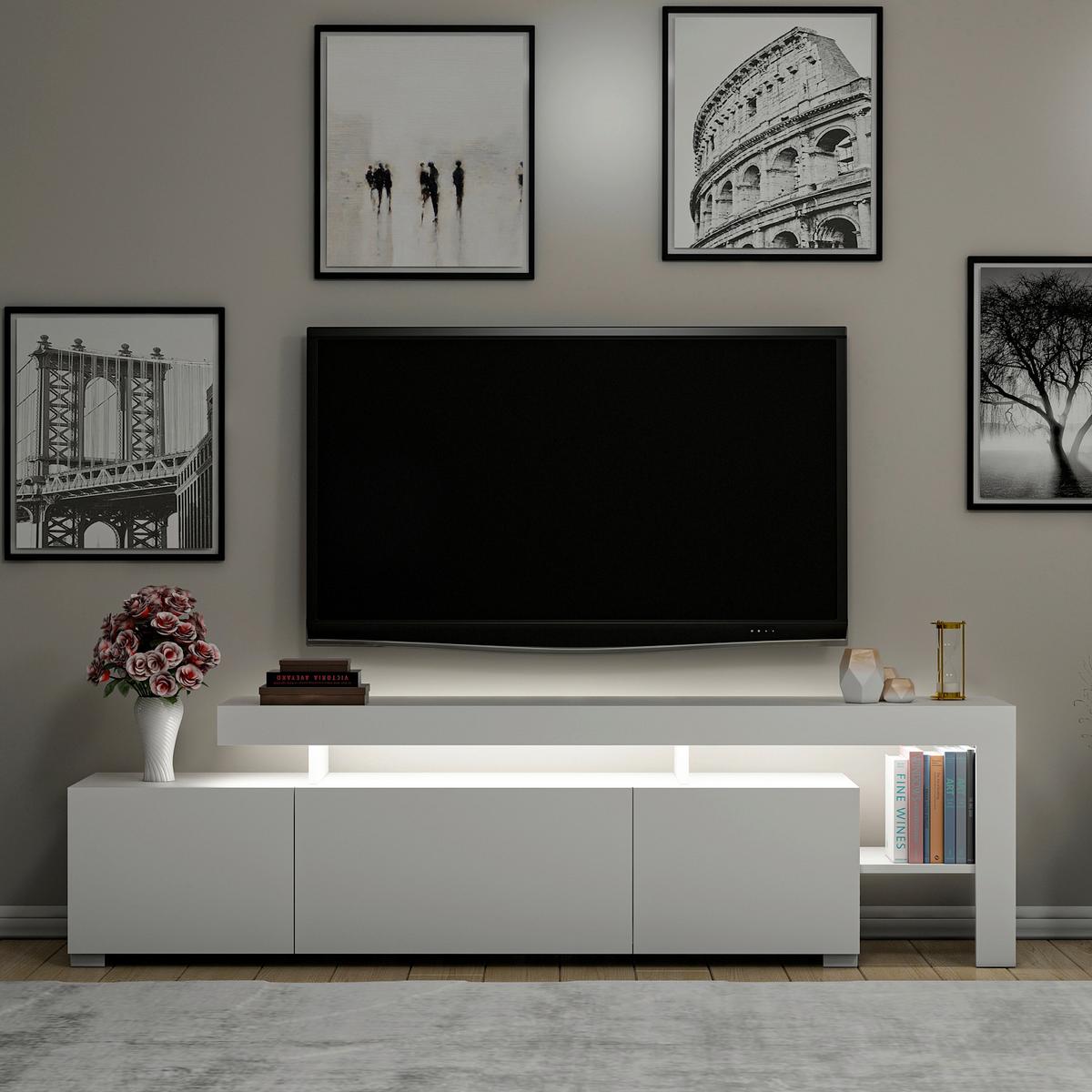 LOWBOARD BELIZ TV-SCHRANK - Weiss, Design, Holzwerkstoff (192/53/37cm) - Livetastic