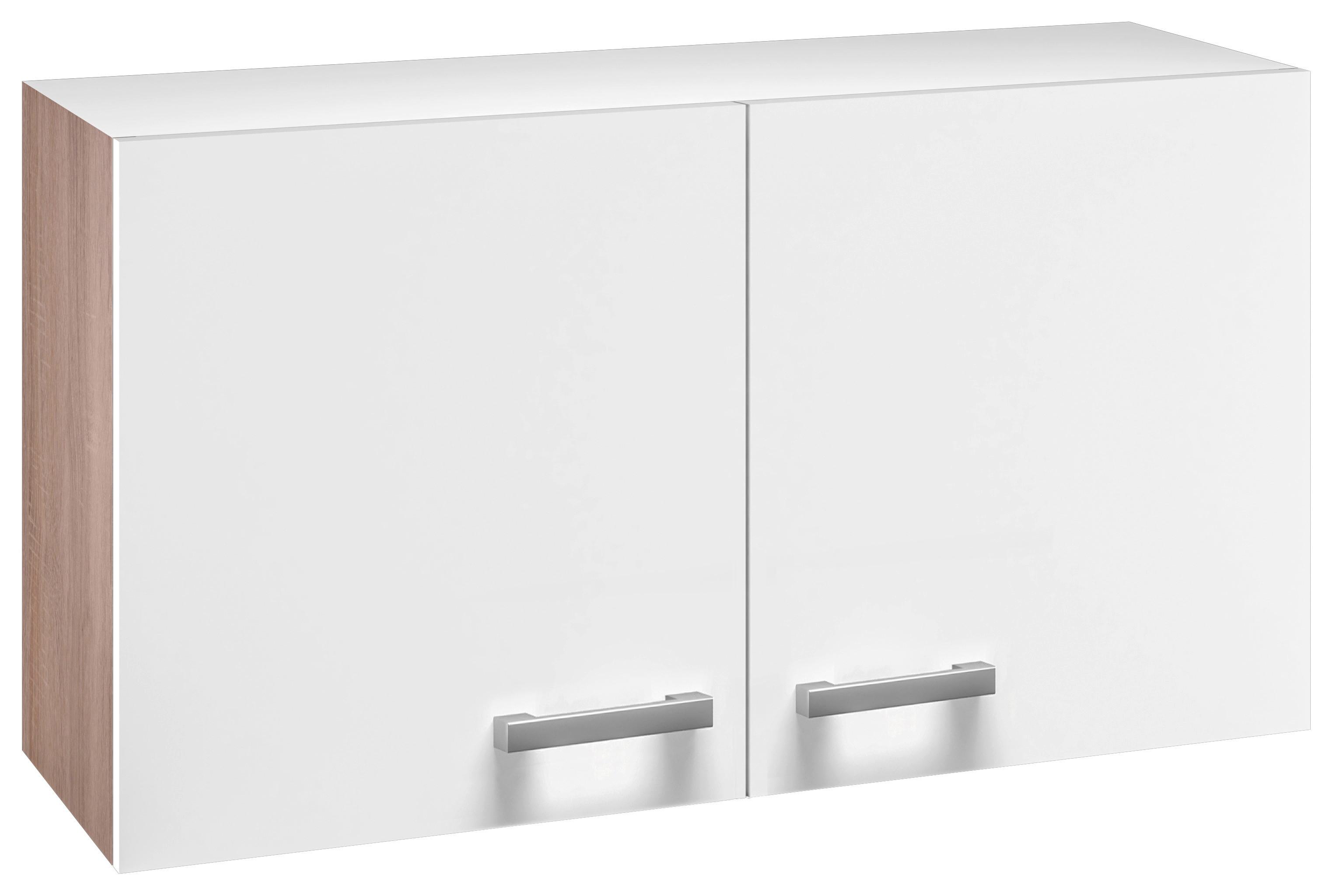 Kuhinjska Zgornja Omarica Lexa, Bela, Hrast, Š. 100 Cm - bela/barve aluminija, Moderno, umetna masa/leseni material (100/55/32cm) - Based