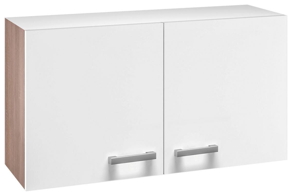 Küchenoberschrank Lexa Weiss/Eiche - Alufarben/Weiß, MODERN, Holzwerkstoff/Kunststoff (100/55/32cm) - Based