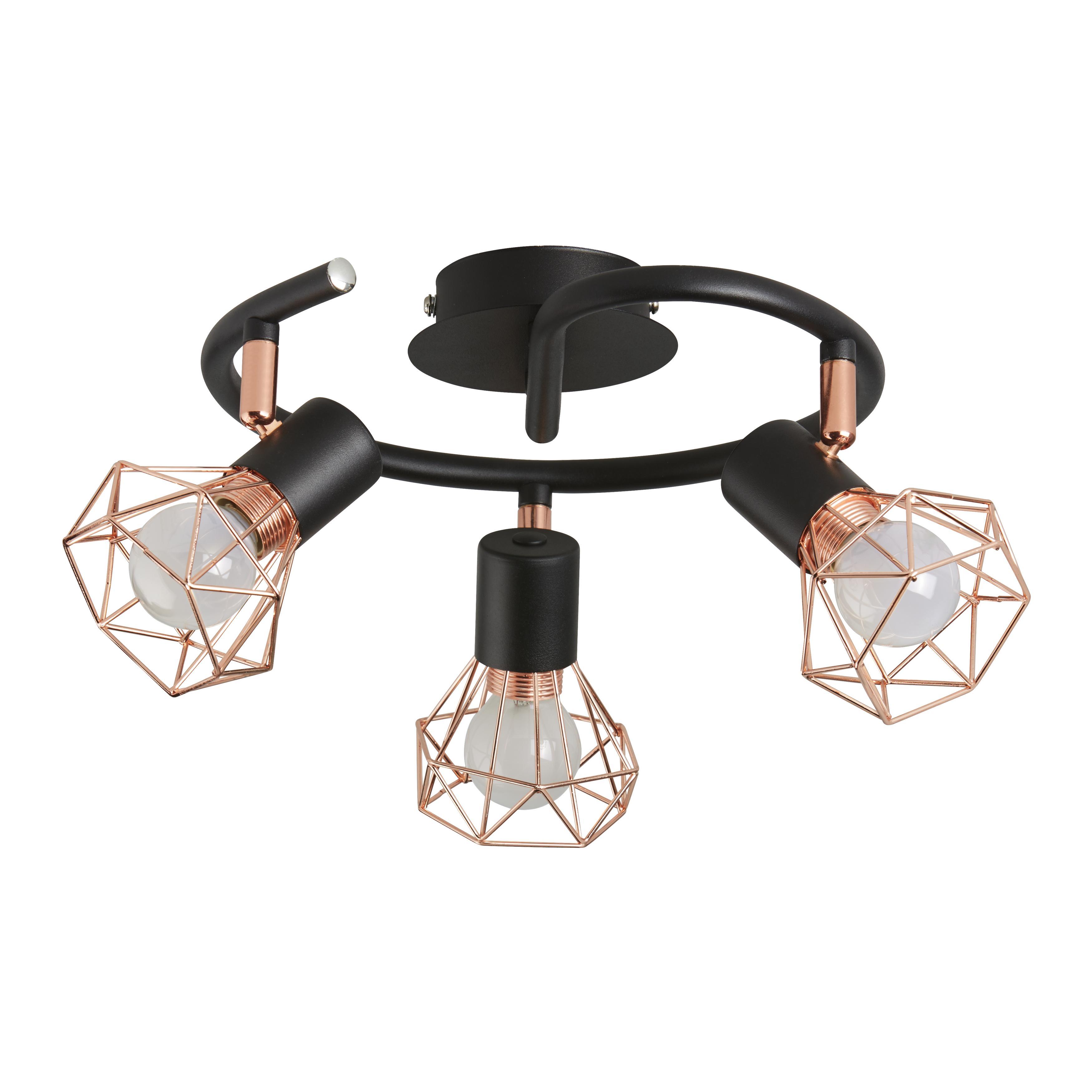 Deckenleuchte max. 40 Watt 'Jessy' - Schwarz/Kupferfarben, MODERN, Metall (43/15cm) - Bessagi Home