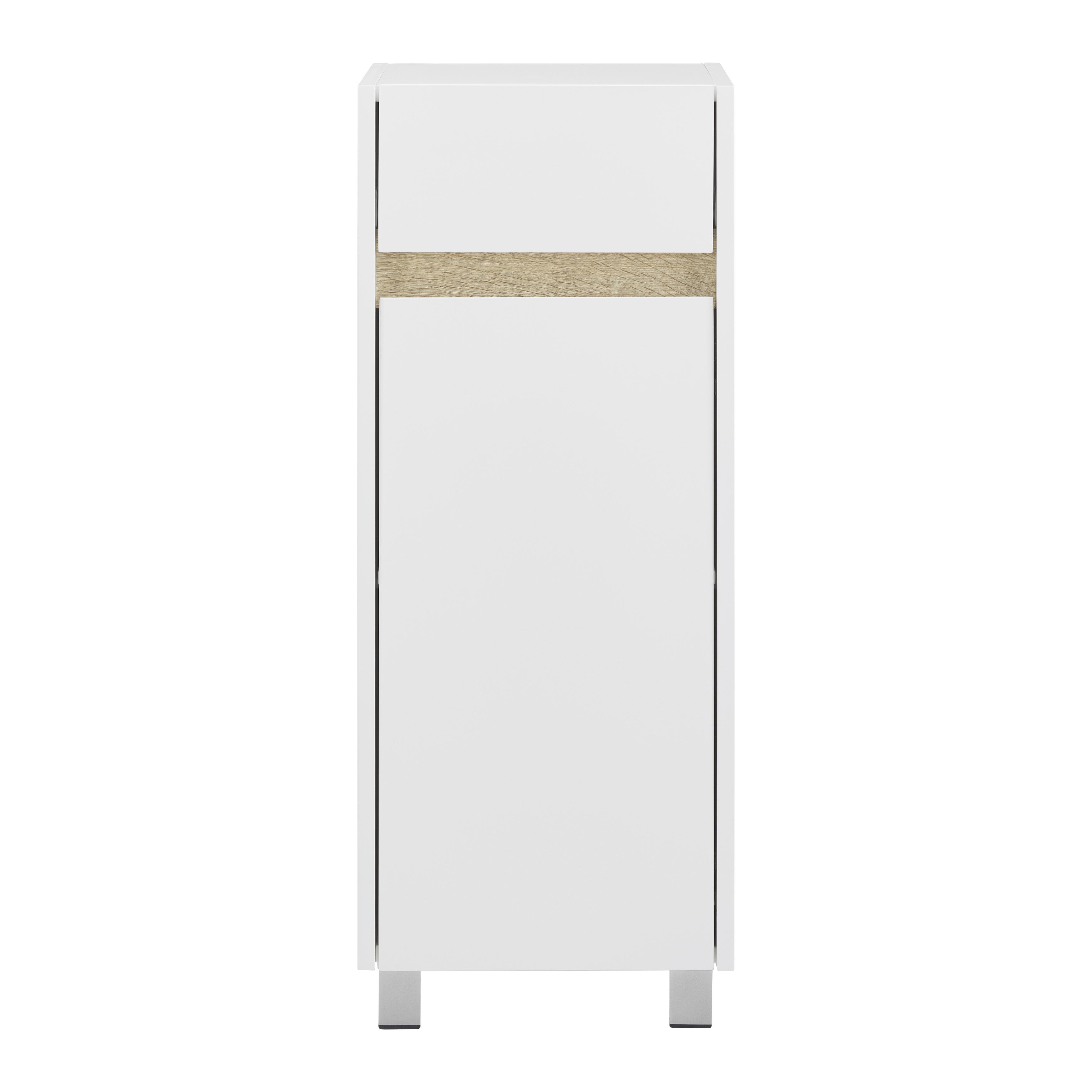 Unterschrank "Massimo", weiß - Silberfarben/Weiß, MODERN, Kunststoff (33/85/30cm) - Bessagi Home