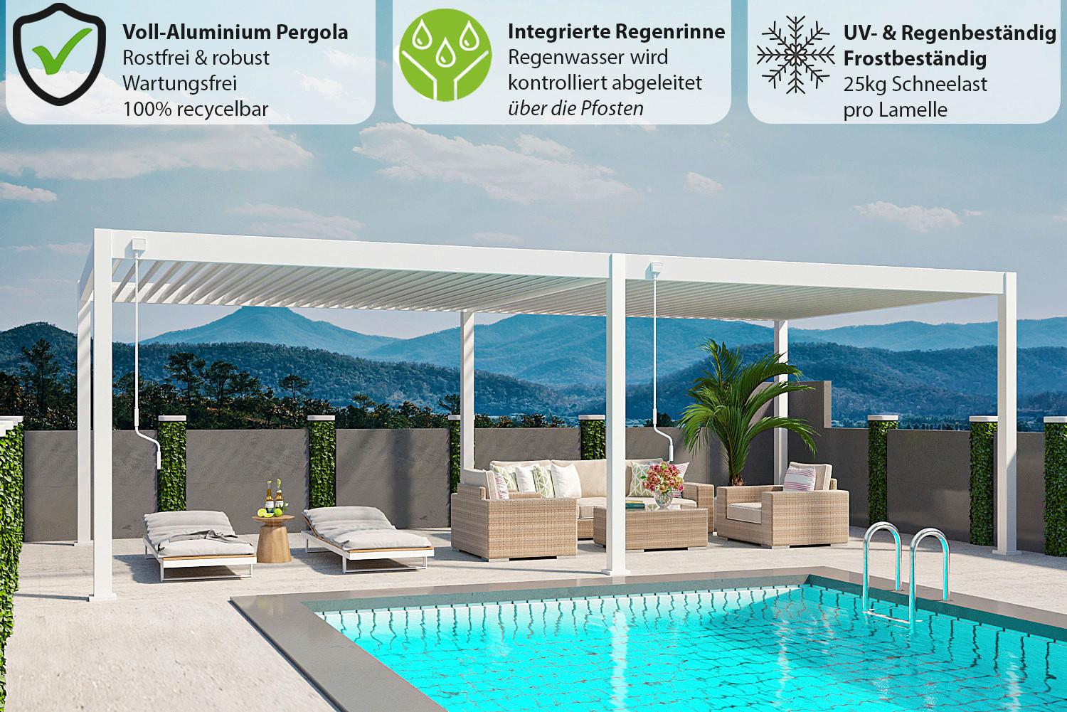 PERGOLA DELUXE PLUS 4X8M WEISS - Weiss, Basics, Metall (800/255/400cm) - Gardenson