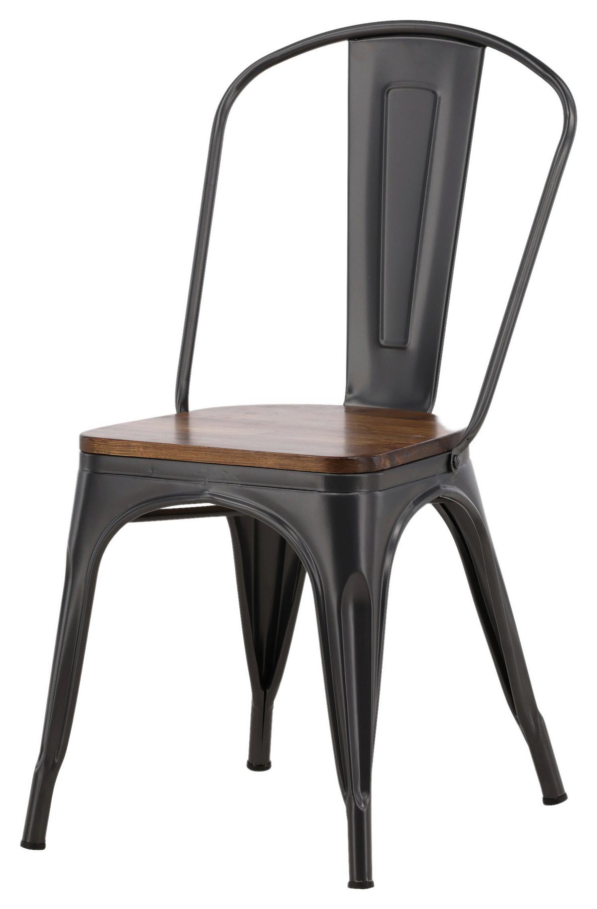 STUHL-SET TEMPE - Dunkelgrau/Dunkelbraun, Design, Holz/Metall (36/85/51cm) - Livetastic