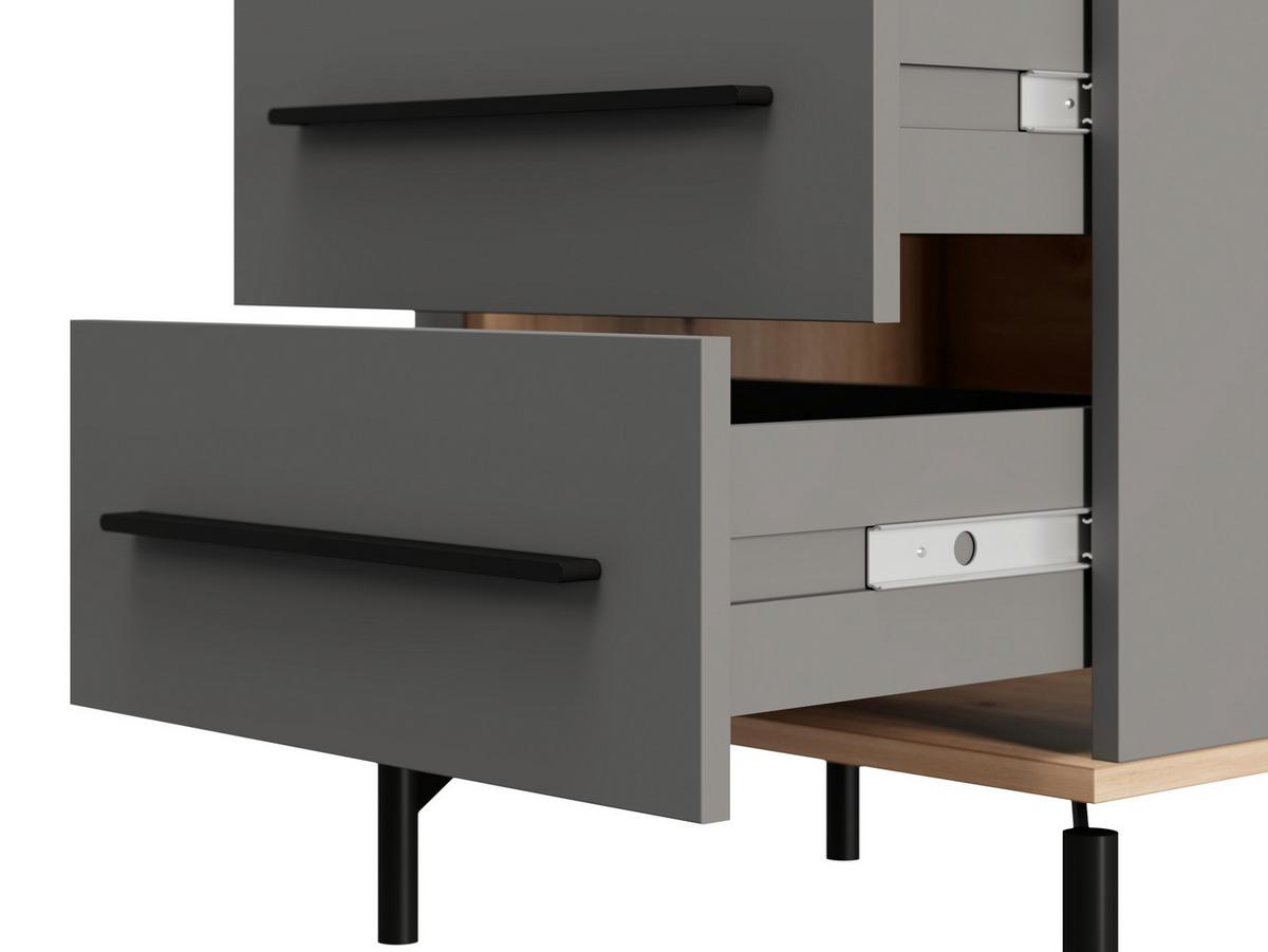 Éjjeliszekrény Sinop - grafitszürke/fekete, Modern, faalapú anyag/fém (51,5/55,5/40cm)