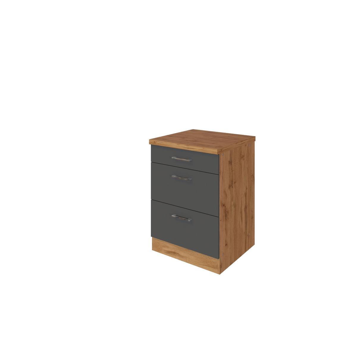 Held Küchenunterschrank ca. 50 cm Anthrazit/Eiche - Chromfarben/Anthrazit, MODERN, Holzwerkstoff/Metall (50/85/60cm) - Held