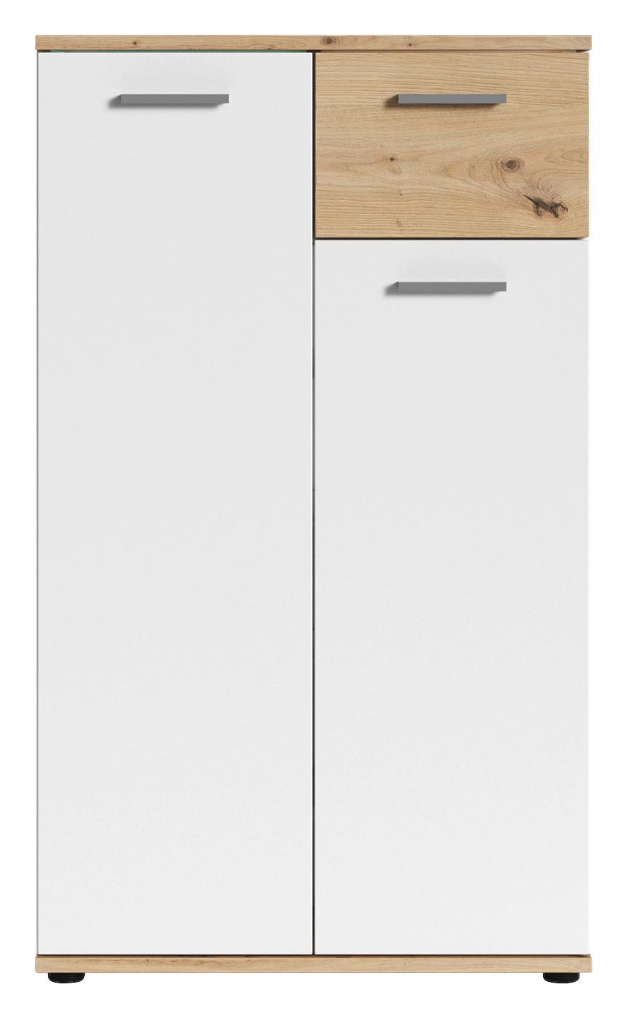 Kommode Jakob ca.60x102x30cm Weiß - Silberfarben/Weiß, LIFESTYLE, Holzwerkstoff/Kunststoff (60/102/30cm) - MID.YOU