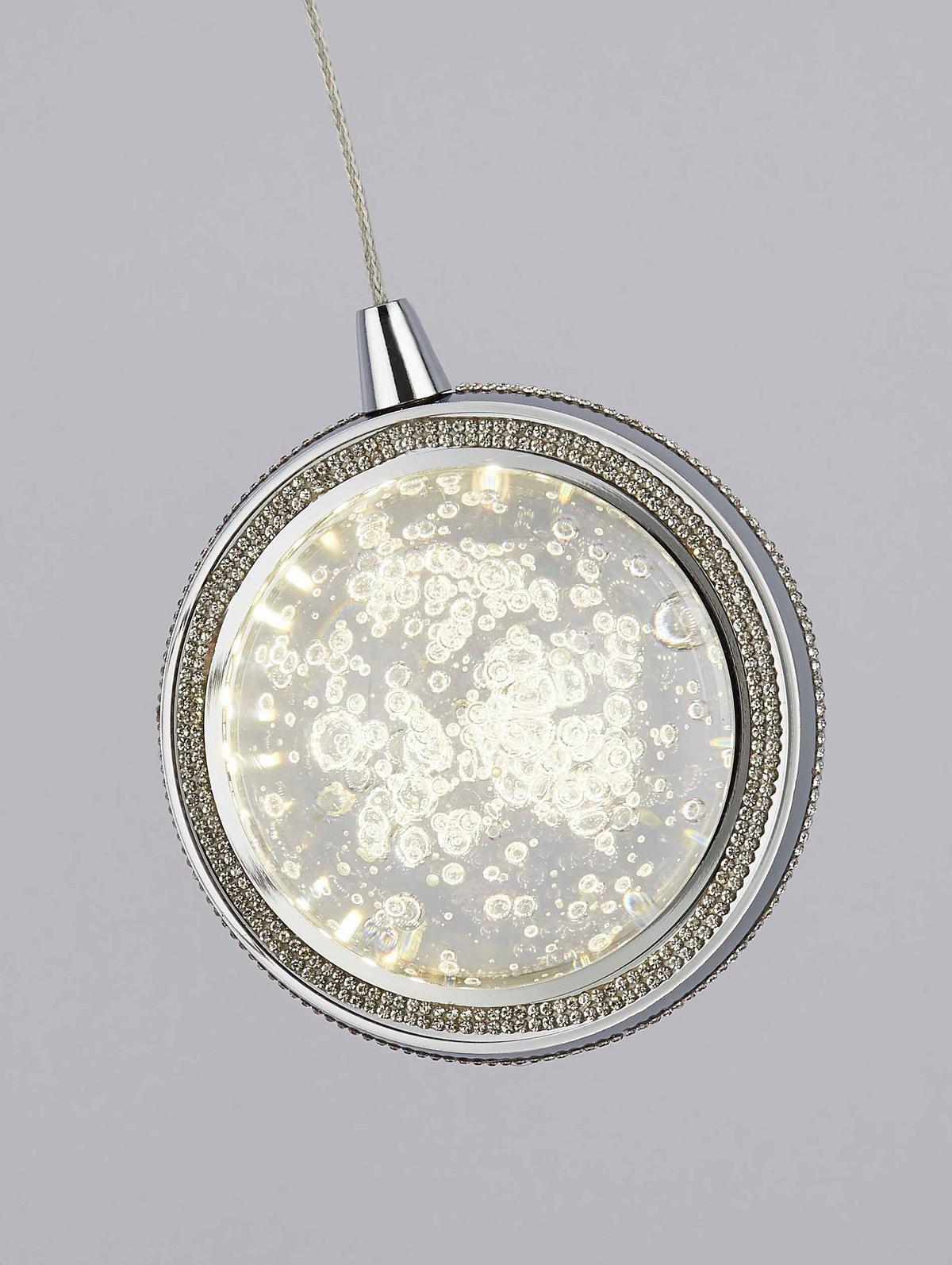 LED Függőlámpa 28701-5cc Quartz - krómszínű/áttetsző, Konventionell, üveg/fém (31/150cm) - Searchlight