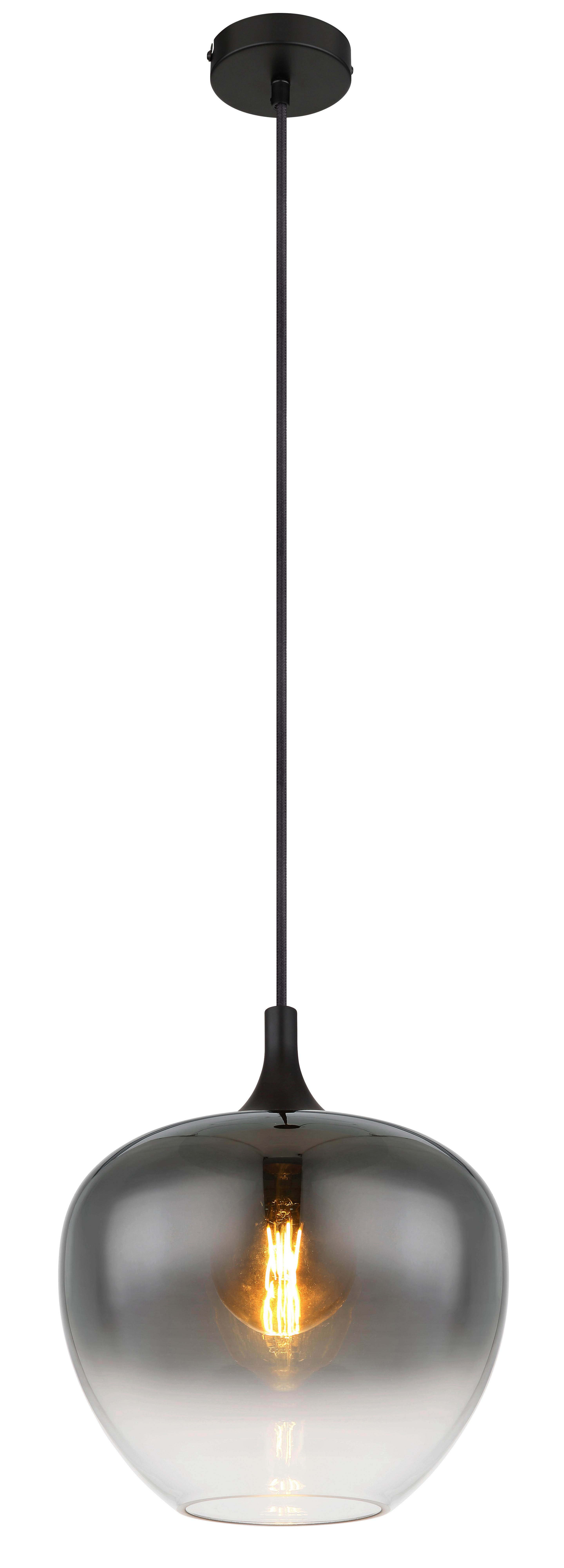 Hängeleuchte Maxy in Rauchfarben max. 60 Watt - Schwarz, Glas/Textil (29/120cm) - Globo