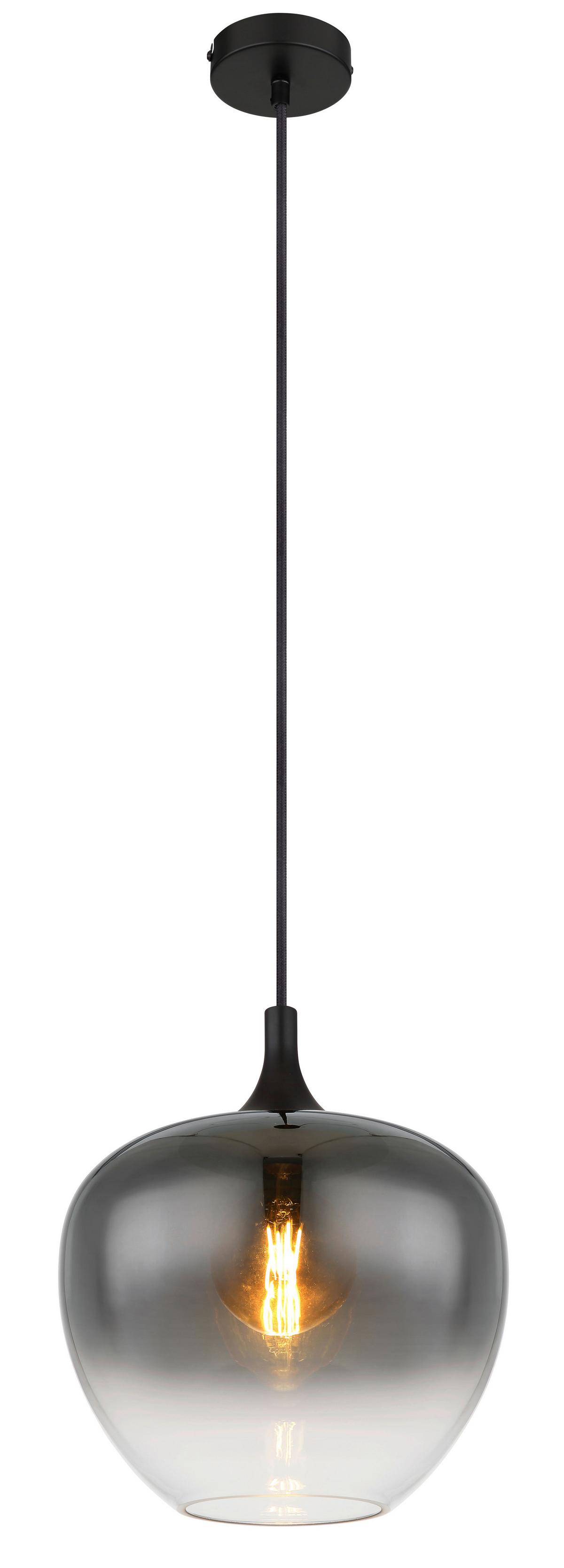 Hängeleuchte Maxy in Rauchfarben max. 60 Watt - Schwarz, Glas/Textil (29/120cm) - Globo