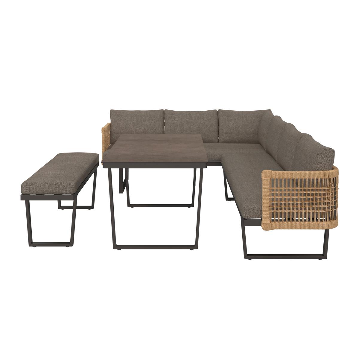 Lounge Garnitura Bologna, Antracit, Rjava, 4-Delno - naravne barve/rjava, Moderno, kovina/umetna masa (256/198cm) - Beldano