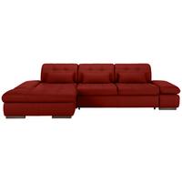 Wohnlandschaft Sanfino Leder Rot - Chromfarben/Rot, Konventionell, Leder/Metall (199/79-96/305cm) - Premium Living