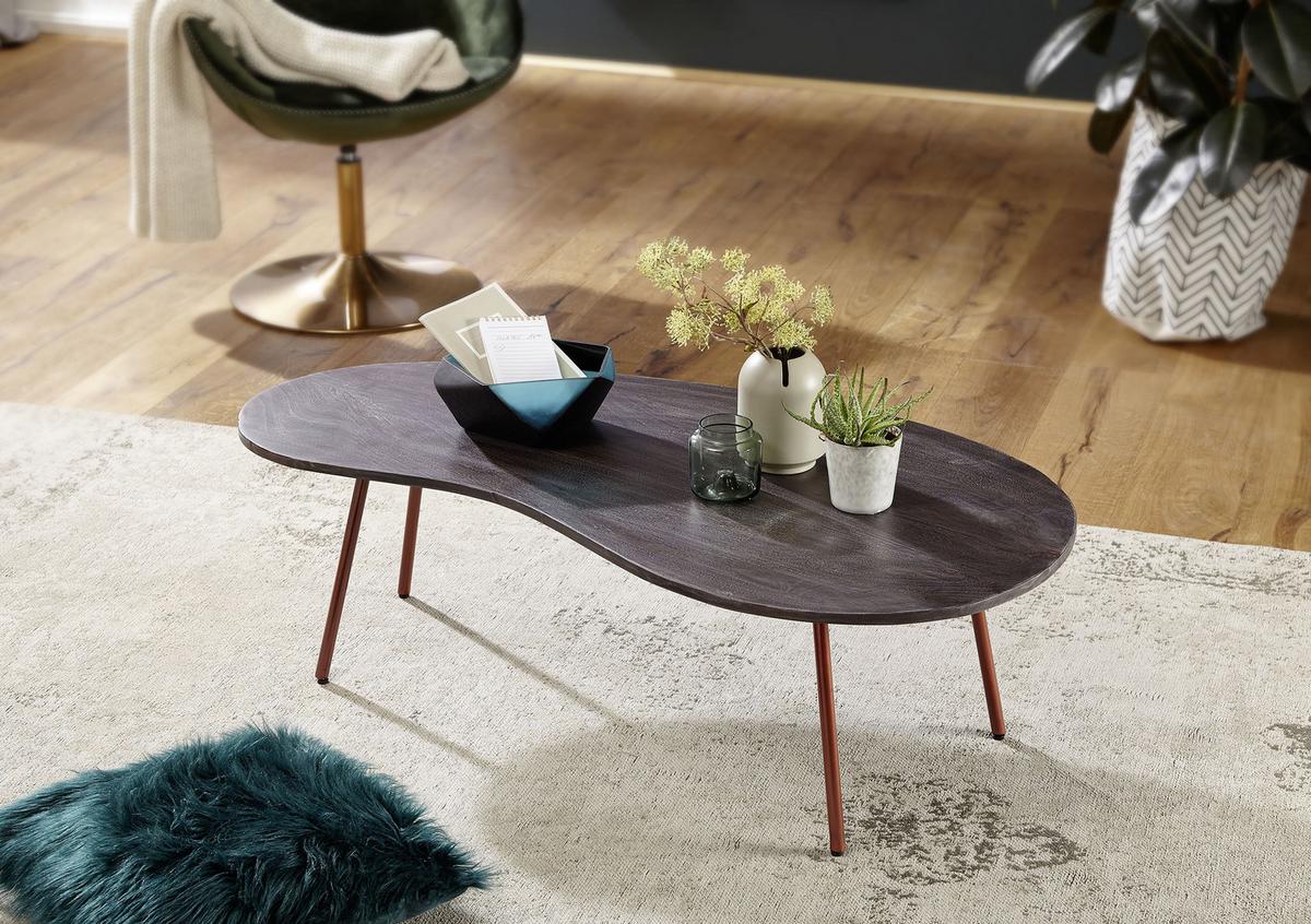 Klubska Miza Jai - temno siva/barve bakra, Design, kovina/les (122/63/34,5cm) - MID.YOU