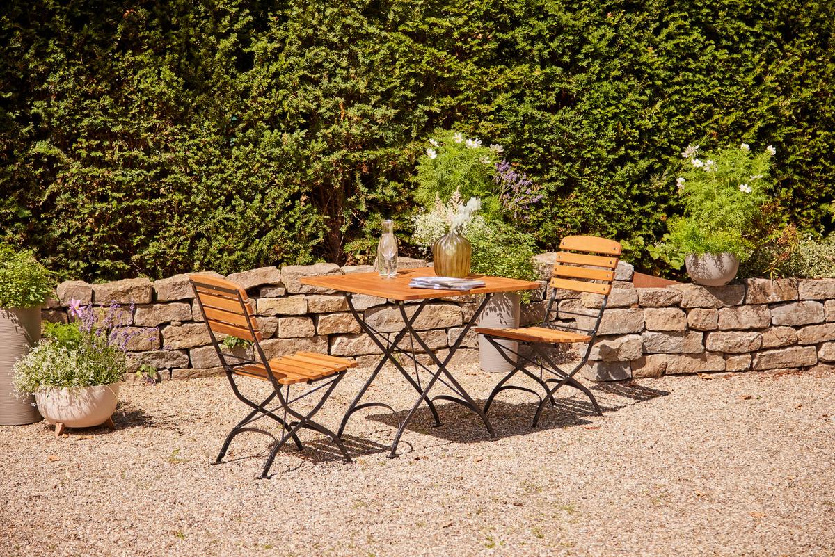 Siena Garden Gartenklapptisch ca.80x80x78cm Robinie - Robinienfarben/Schwarz, KONVENTIONELL, Holz/Metall (80/80/78cm) - Siena Garden