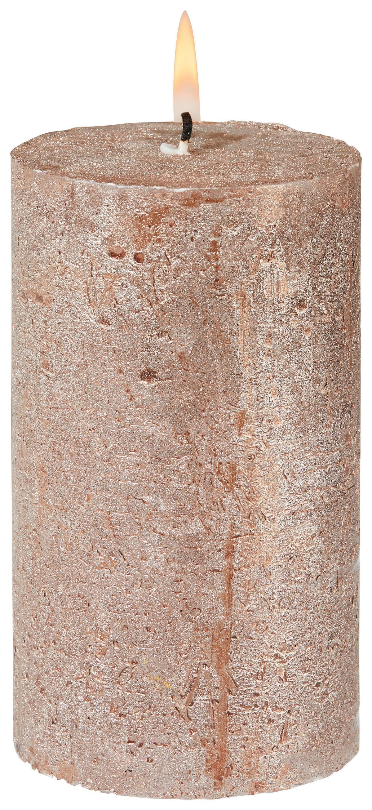 Stumpenkerze Shiny in diversen Farben - Weiss/Goldfarben (6,8/12cm) - Modern Living
