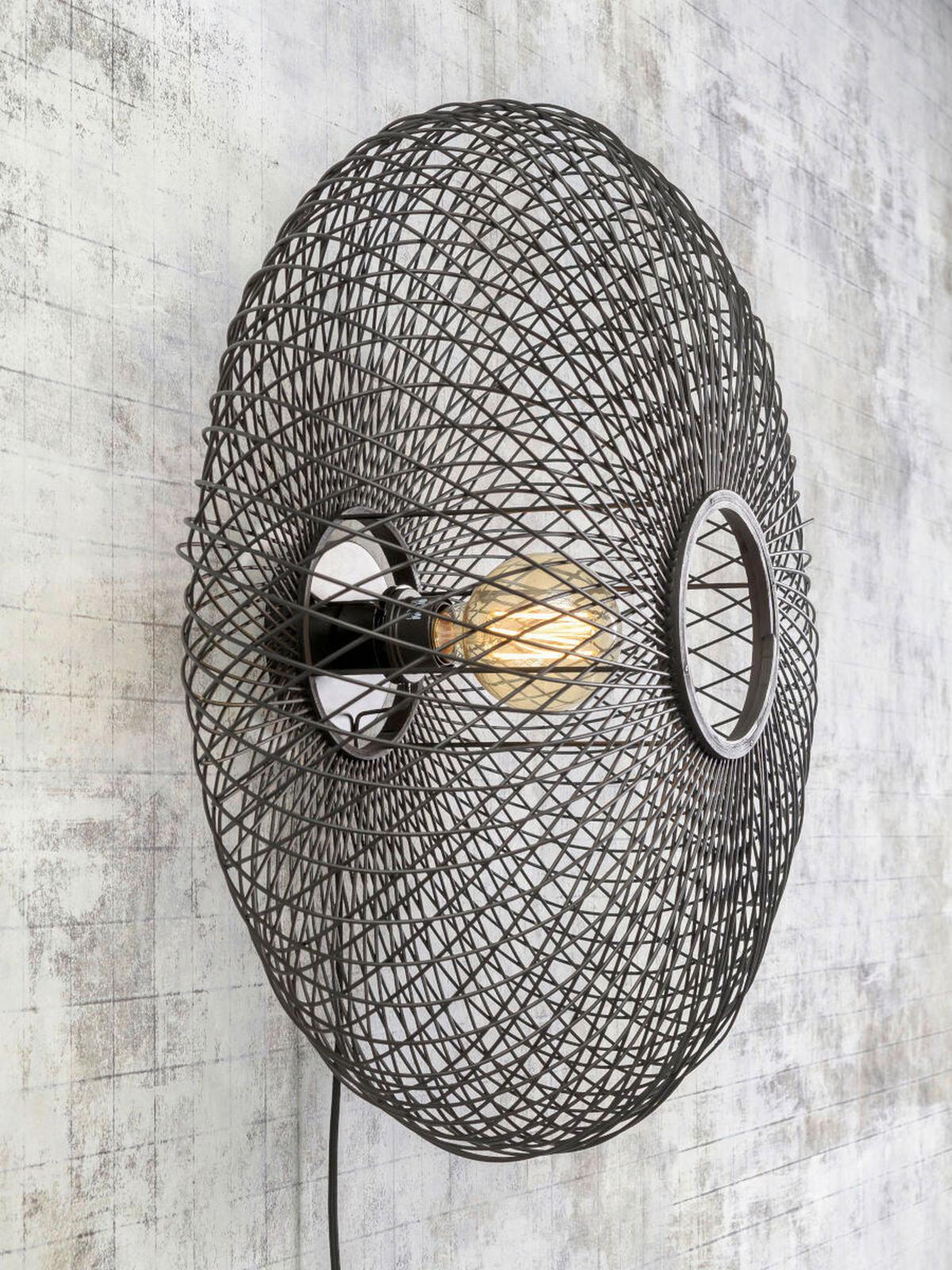 Stenska Svetilka Cango, Črna, Bambus - črna, Natur, naravni materiali (63/38cm) - Good & Mojo