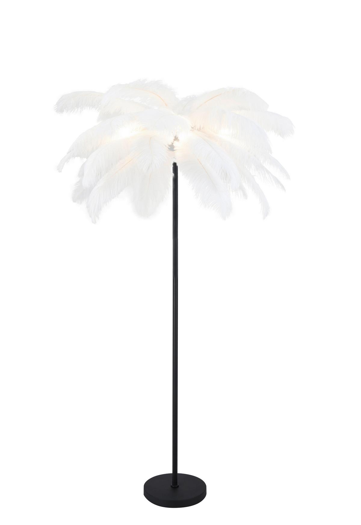 Stehleuchte Fedi Schwarz/Weiß max. 3 Watt - Schwarz/Weiß, MODERN, Textil/Metall (55/160cm)