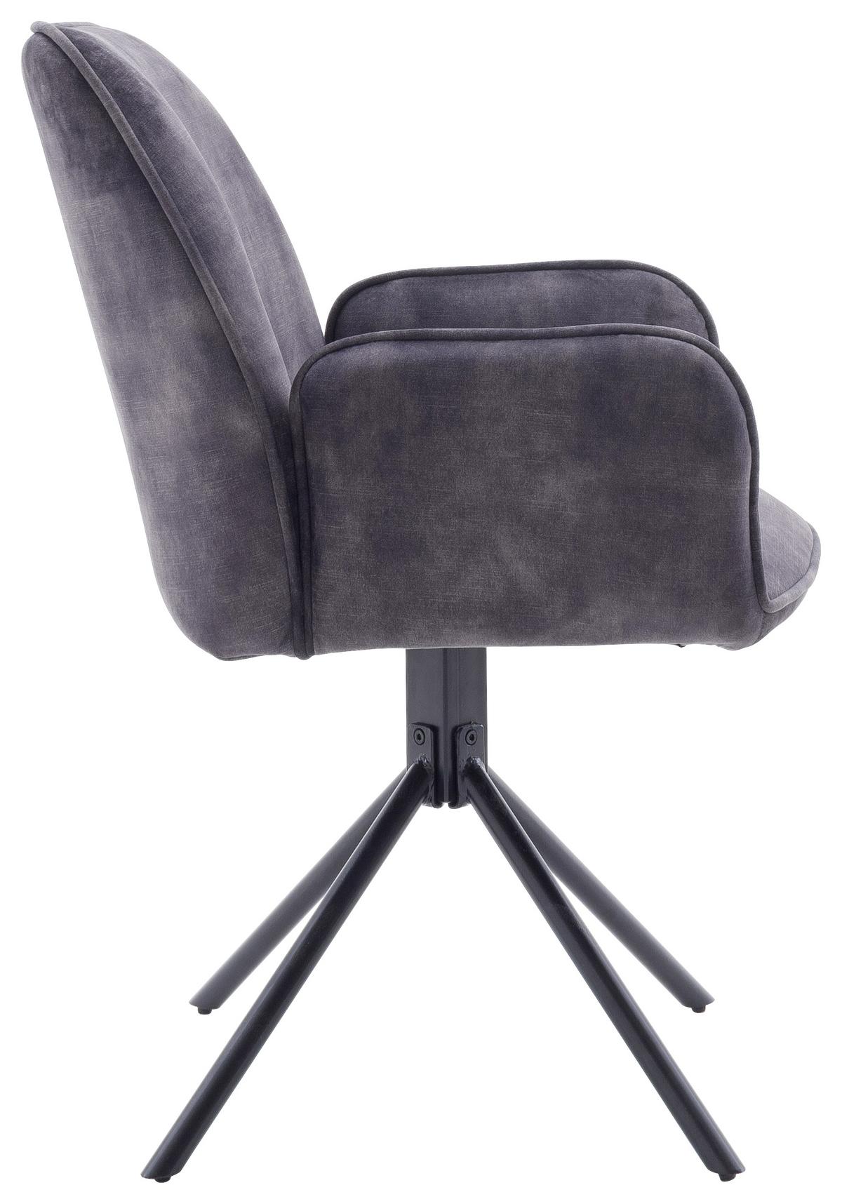 KRZESŁO Z PODŁOKIETNIKAMI OTTAWA - antracytowy/czarny, Modern, metal/tkanina (60/86/62cm) - Premium Living