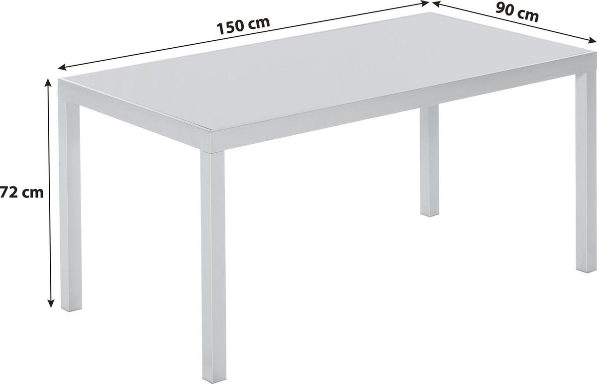 Vrtna Miza Gardenson, Steklo, Aluminij, 150x90 - srebrne barve, Konvencionalno, kovina/steklo (150/90/72cm) - Gardenson