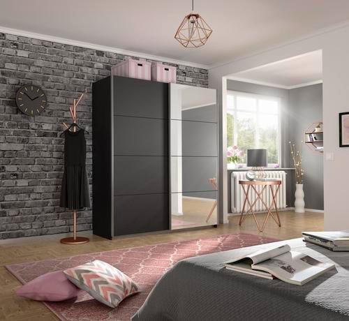 Ormar S Kliznim Vratima Belluno - siva/boje aluminija, Moderno, drvni materijal/metal (181/230/62cm) - Modern Living