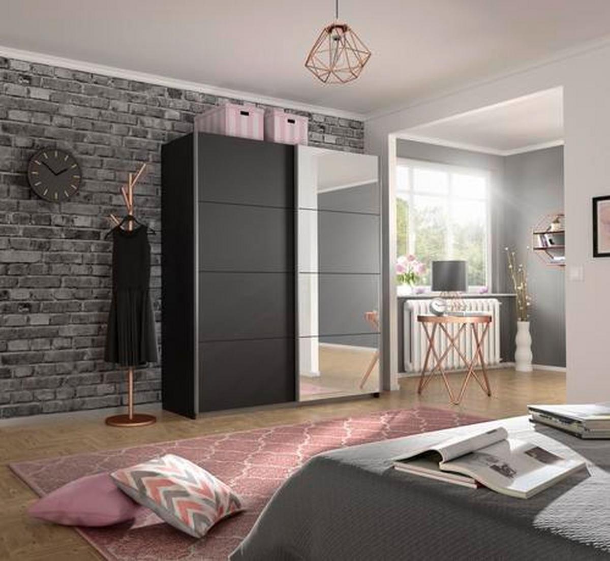 Ormar S Kliznim Vratima Belluno - siva/boje aluminija, Moderno, drvni materijal/metal (181/230/62cm) - Modern Living
