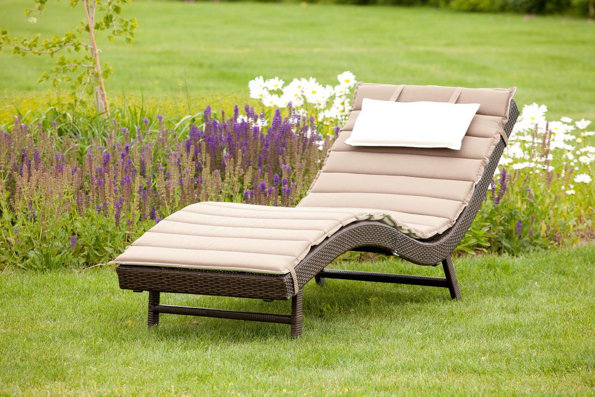 Vrtni Ležalnik Piacenza, Rjava - rjavosiva/bež, Moderno, kovina/umetna masa (188/75/66cm) - Gardenson