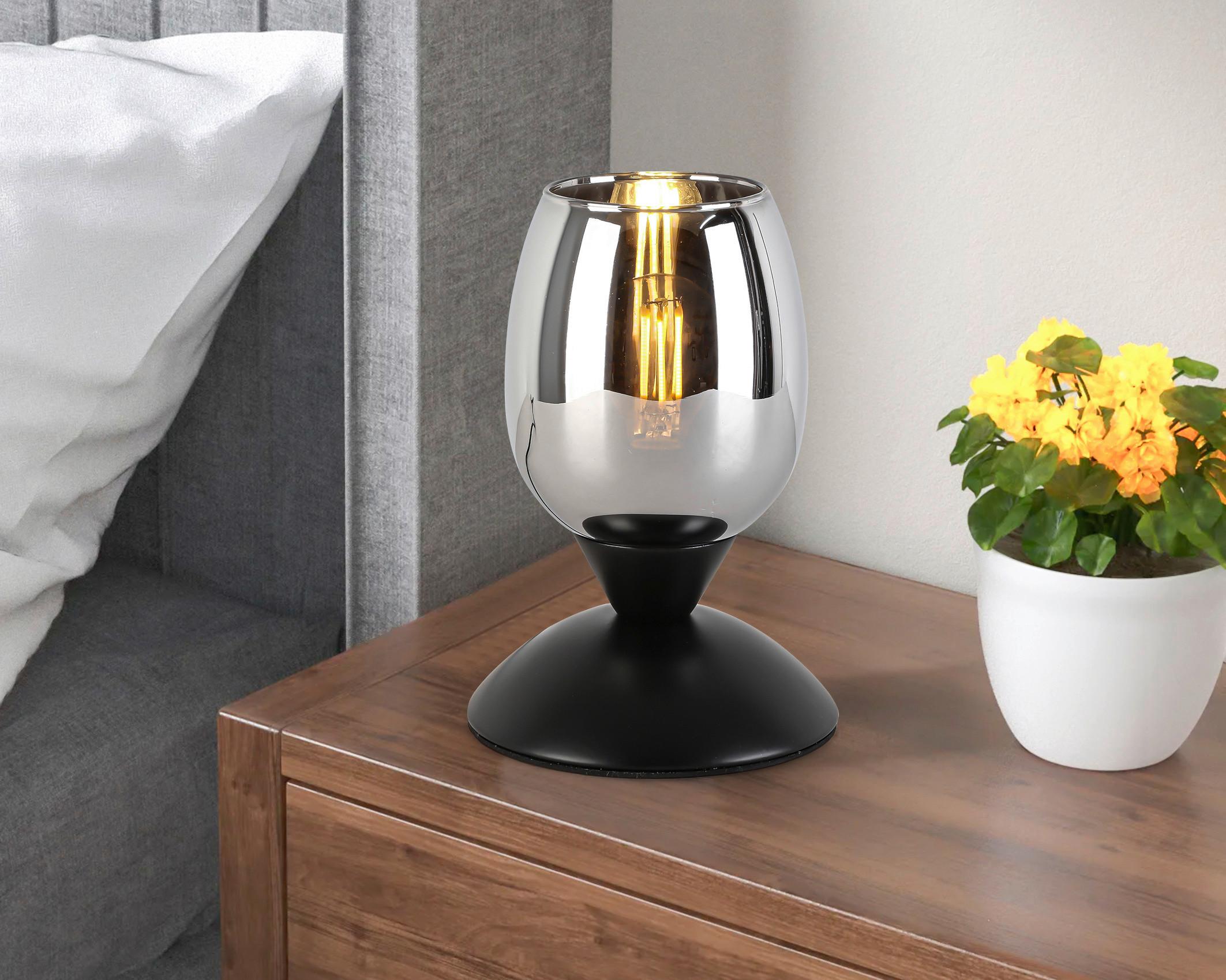BORDSLAMPA BLACKO - kromfärg/svart, Modern, metall/glas (12,5/18cm) - Modern Living