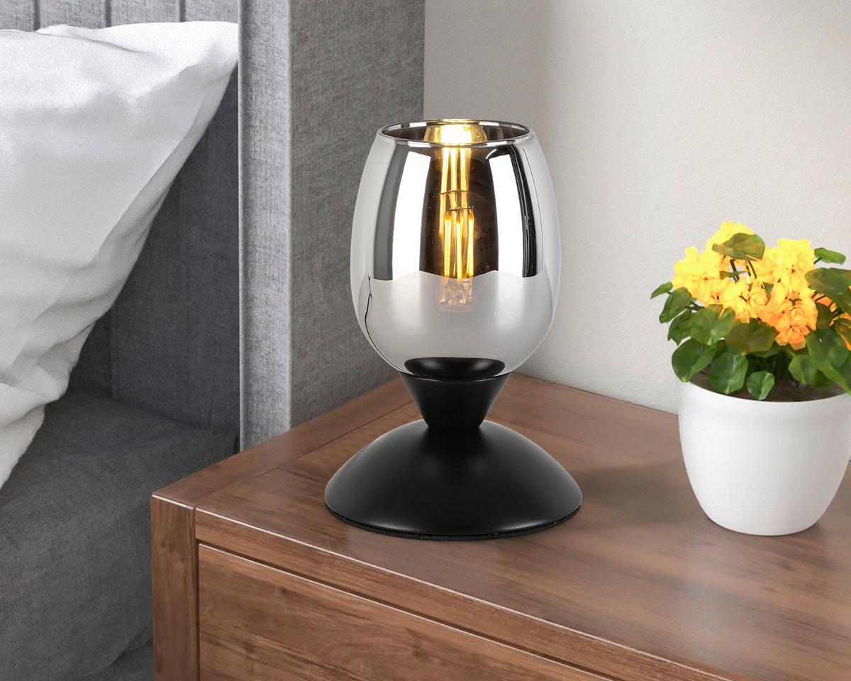 Veioză Blacko - culoare crom/negru, Modern, sticlă/metal (12,5/18cm) - Modern Living