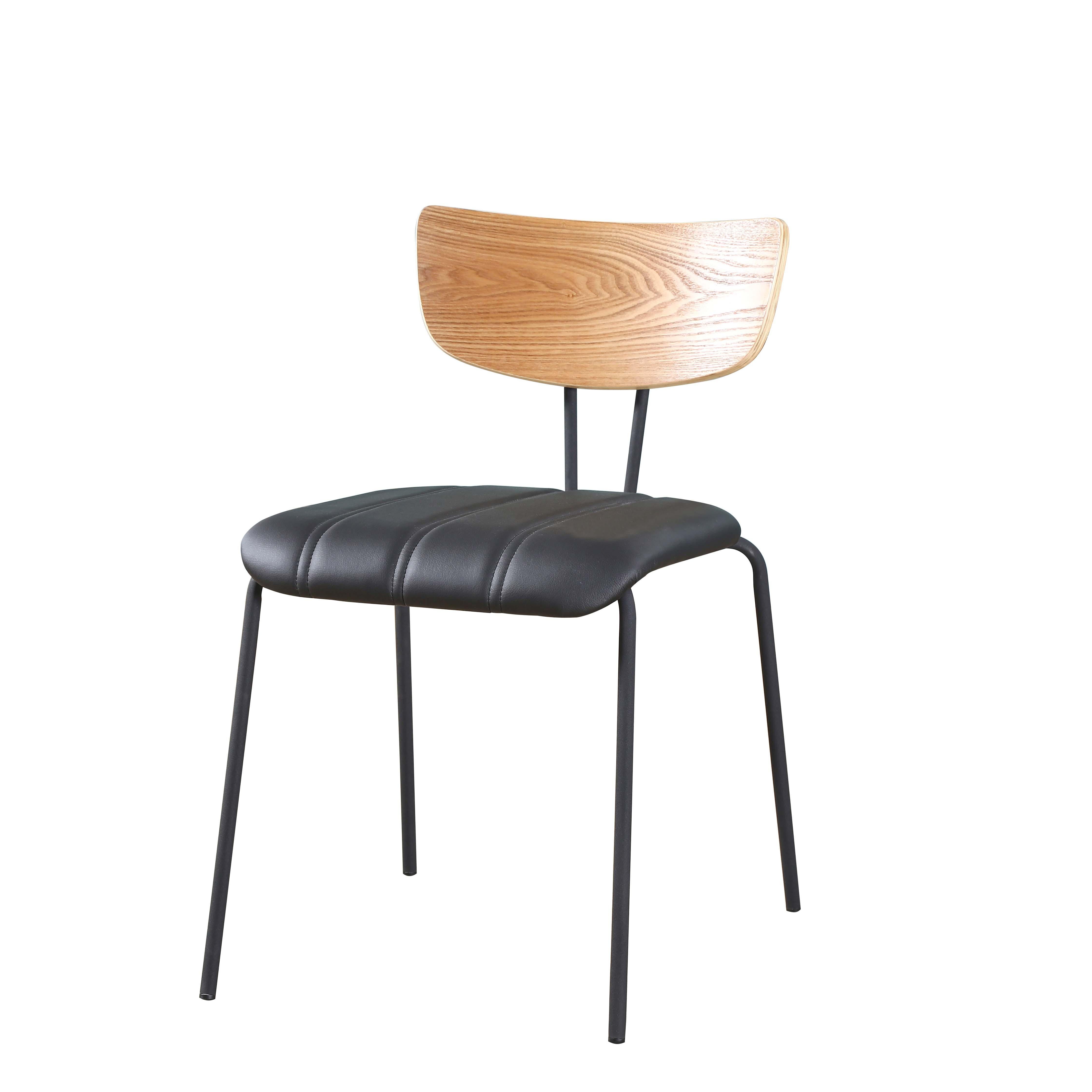 Stuhl "Cera", Lederlook, schwarz, Gepolstert - Schwarz, MODERN, Holz/Textil (42/78/54cm) - Bessagi Home
