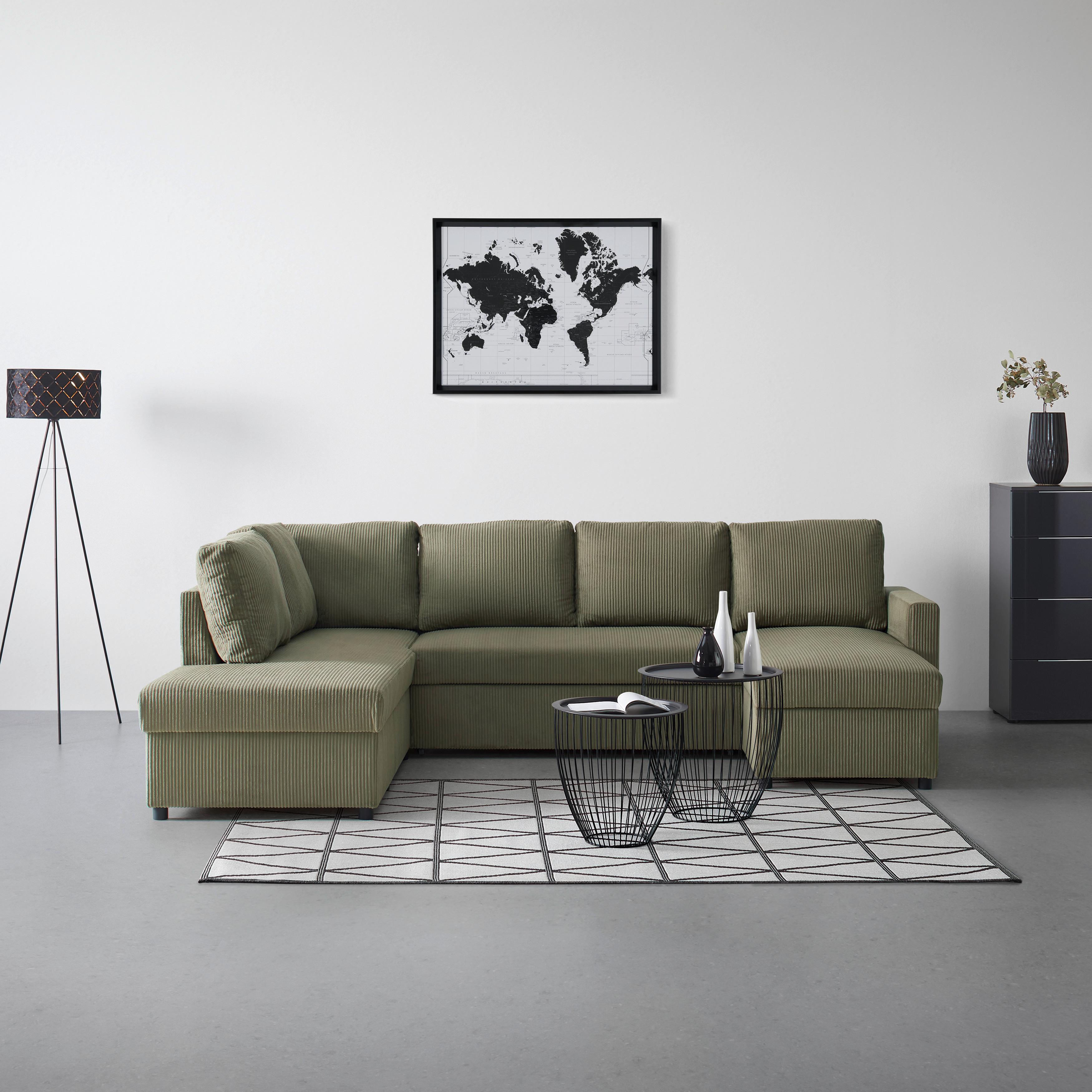Wohnlandschaft Martina ACV Links Grün - Grün, MODERN, Holz/Holzwerkstoff (204/89/276cm) - Mömax