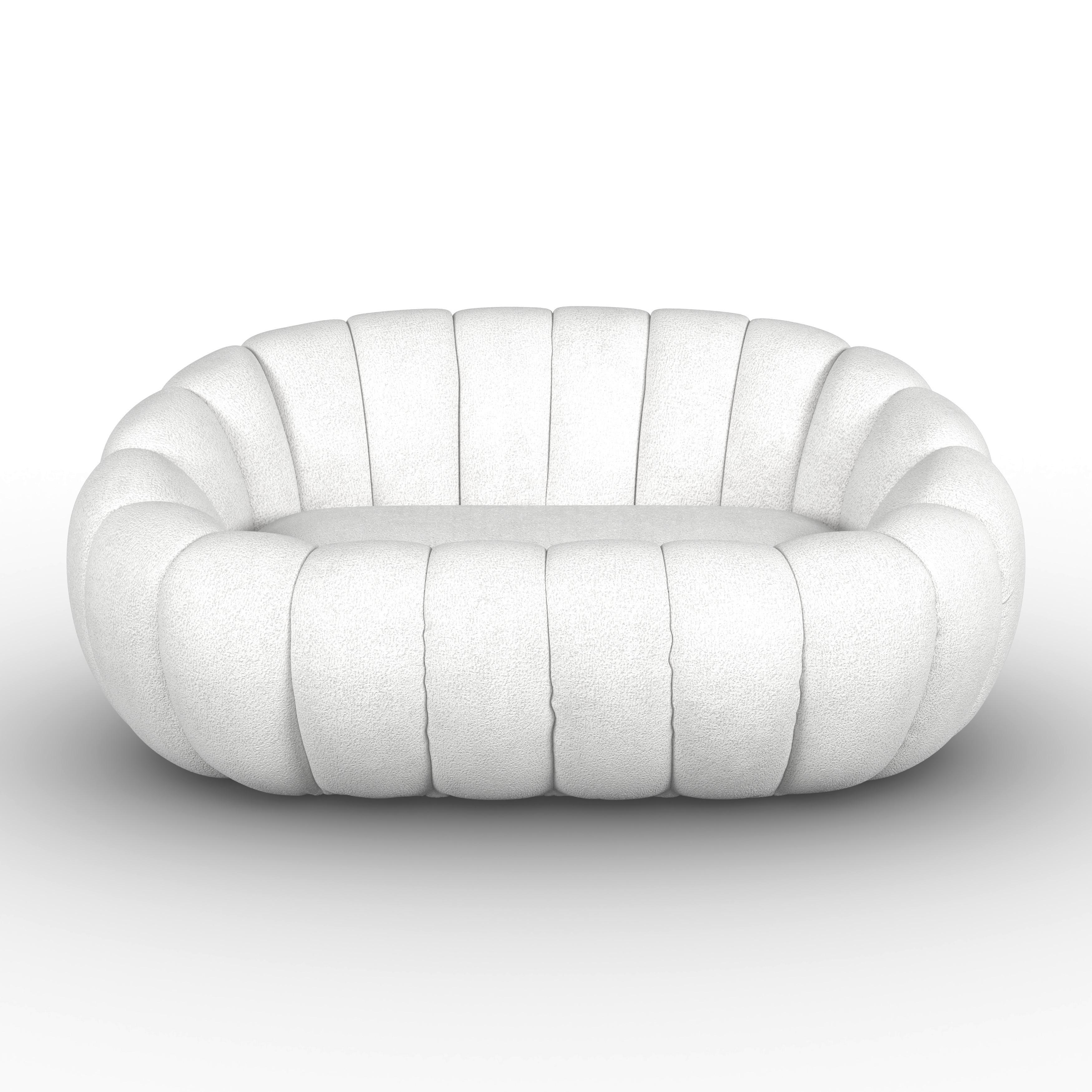 Sofa Lena Chenille Weiß - Weiß, MODERN, Holz/Textil (150/62/92cm) - Bessagi Home