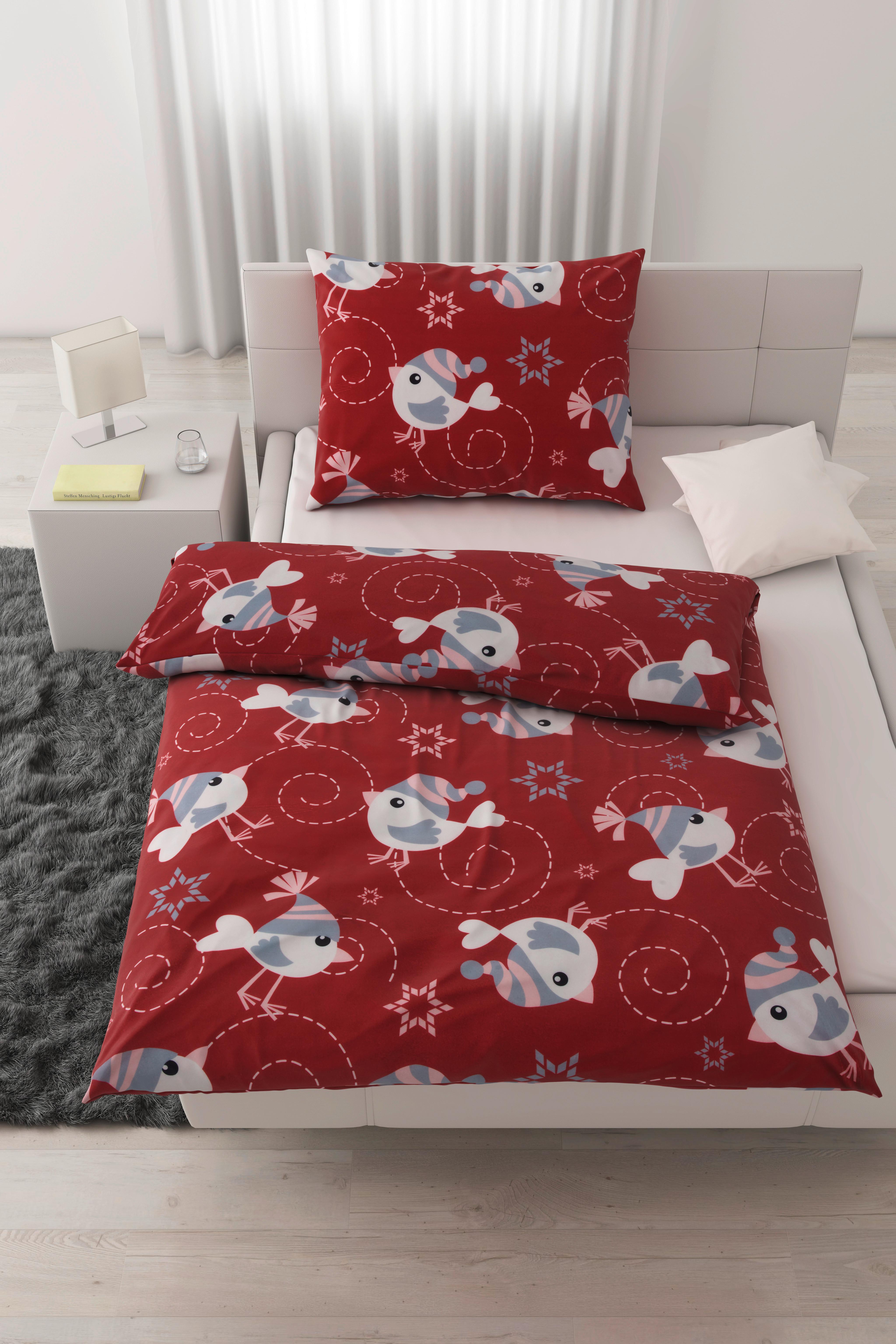Lenjerie de pat Piepmatz - roșu, Konventionell, textil (140/200cm) - Modern Living