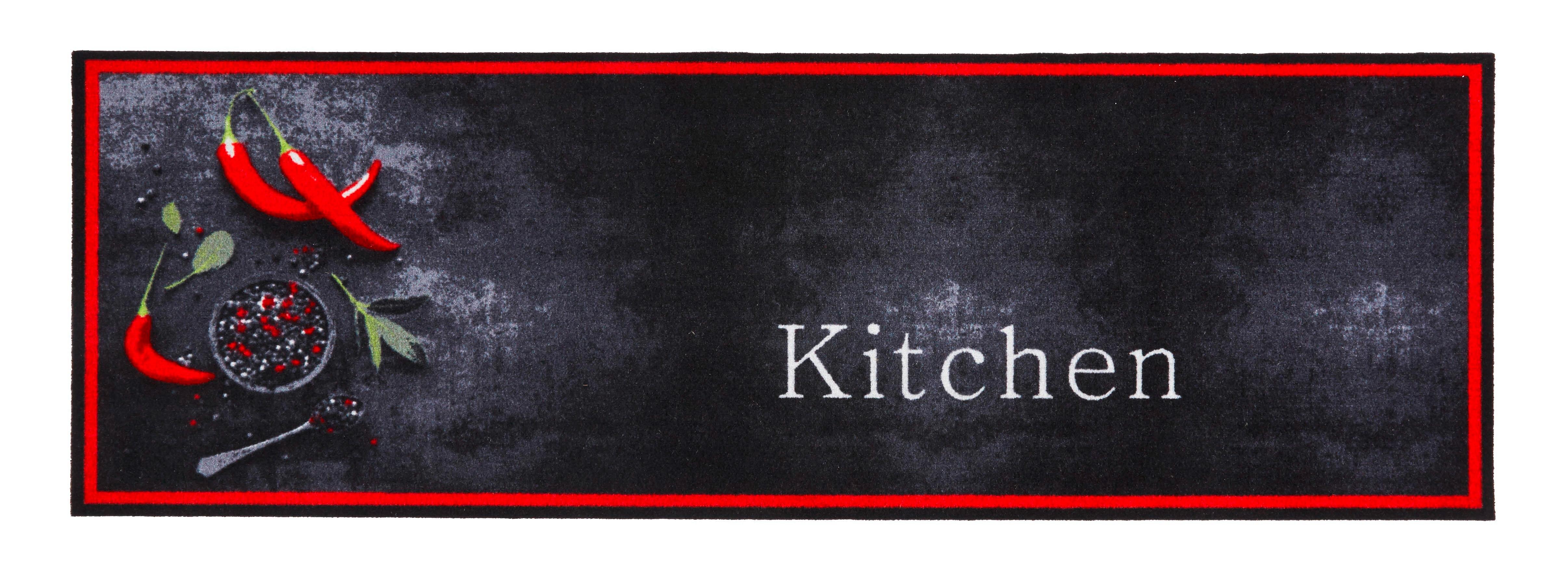 Fussmatte Kitchen ca. 50x150cm - Anthrazit/Rot, Modern, Textil (50/150cm) - Modern Living