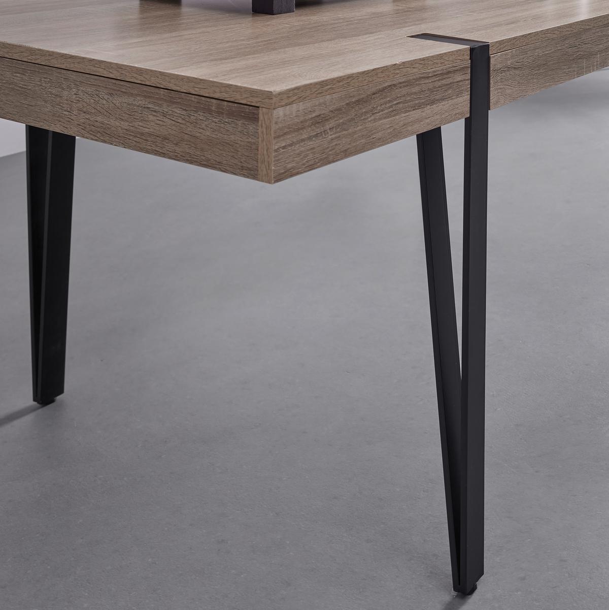 Masă ELIN - culoare lemn stejar/negru, Modern, metal/material pe bază de lemn (160/90/76cm) - Bessagi Home