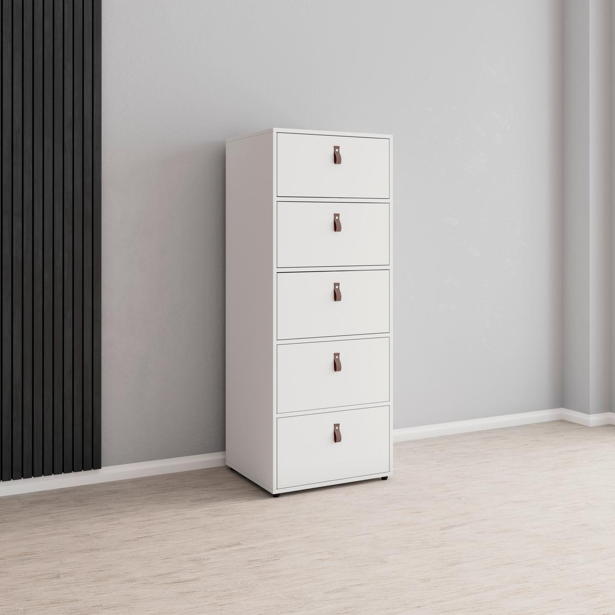 Kommode "Mick", weiß, MDF - Schwarz/Braun, MODERN, Kunststoff (46/119,5/40cm) - Bessagi Home