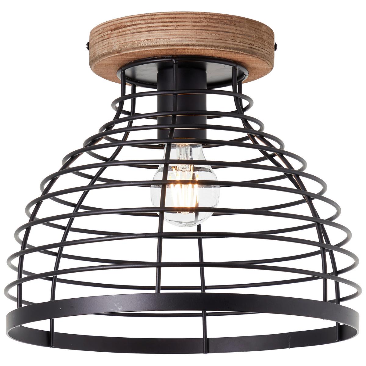Deckenleuchte Avia Schwarz max. 52 Watt - Schwarz, Natur, Holz/Metall (30/25cm) - Brilliant