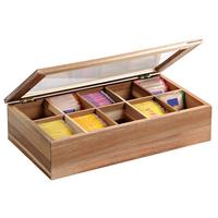 PUDEŁKO NA HERBATĘ 28901-26 - kolor akacjowy, Basics, drewno (36/20/9cm) - Homeware Profession.