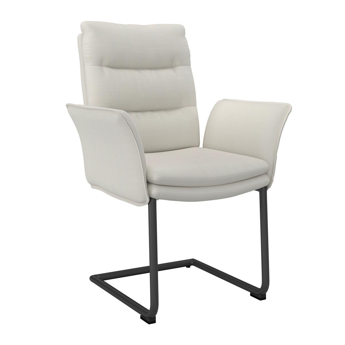 Armlehnstuhl Tonio Weiß Webstoff Gepolstert - Schwarz/Weiß, MODERN, Holz/Textil (64/64/97cm) - Bessagi Home