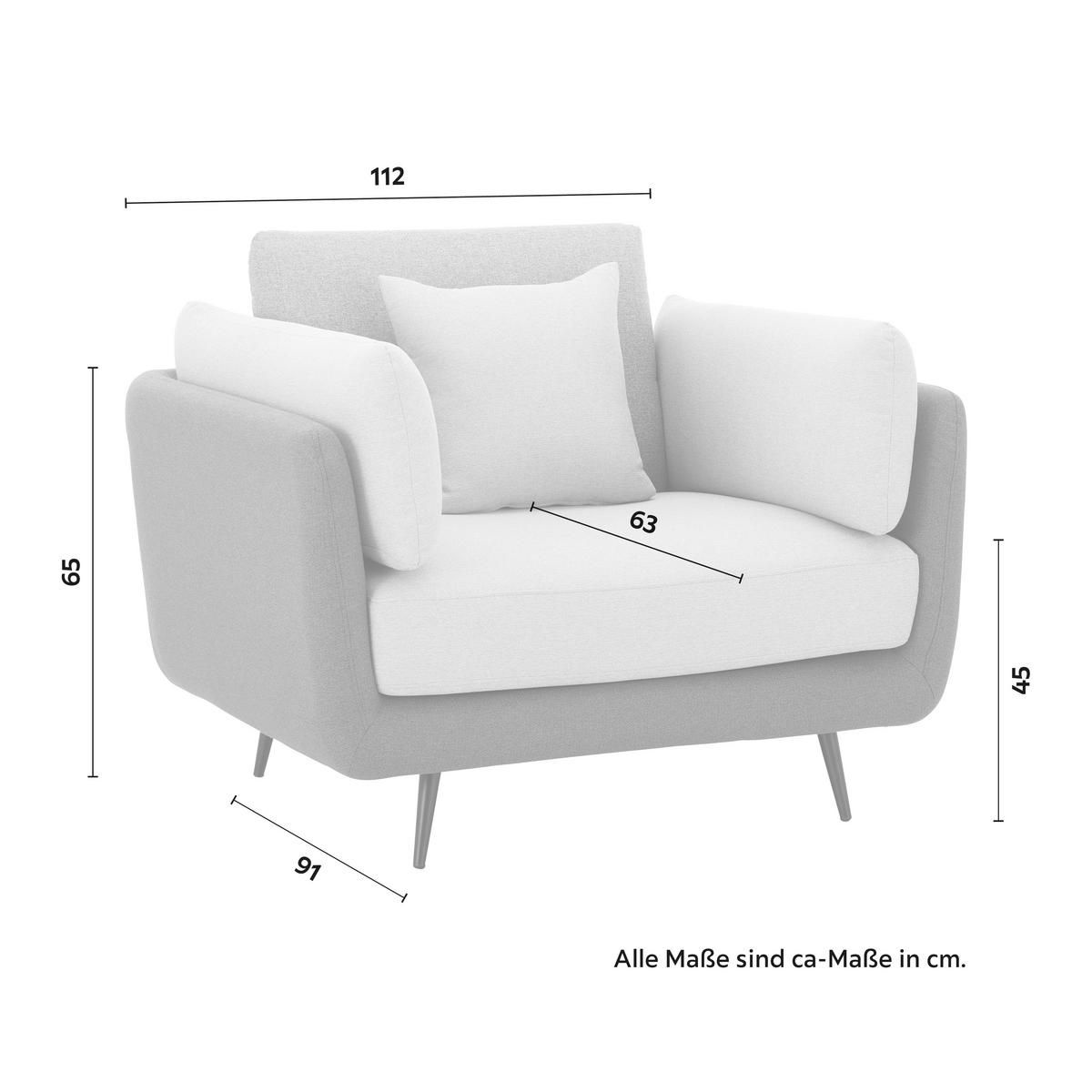 Sessel Genesis Grau Webstoff - Schwarz/Grau, MODERN, Holz/Textil (112/65/91cm) - Bessagi Home