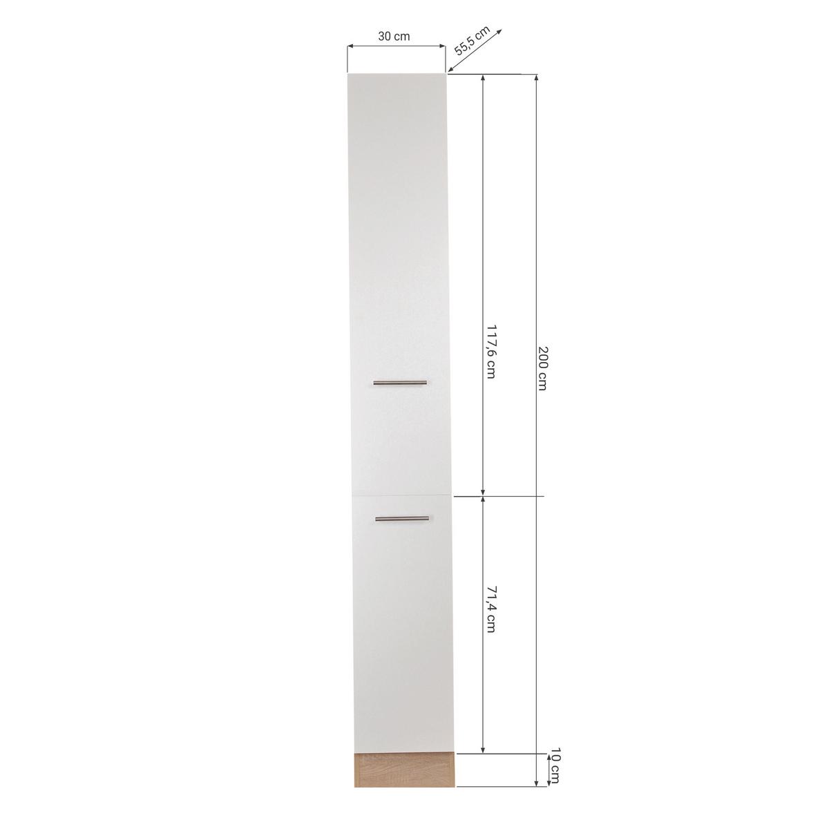 Apothekerschrank MERLE Grau/Eichefarben - Eichefarben/Silberfarben, Basics, Holzwerkstoff/Metall (30/200/60cm) - Respekta