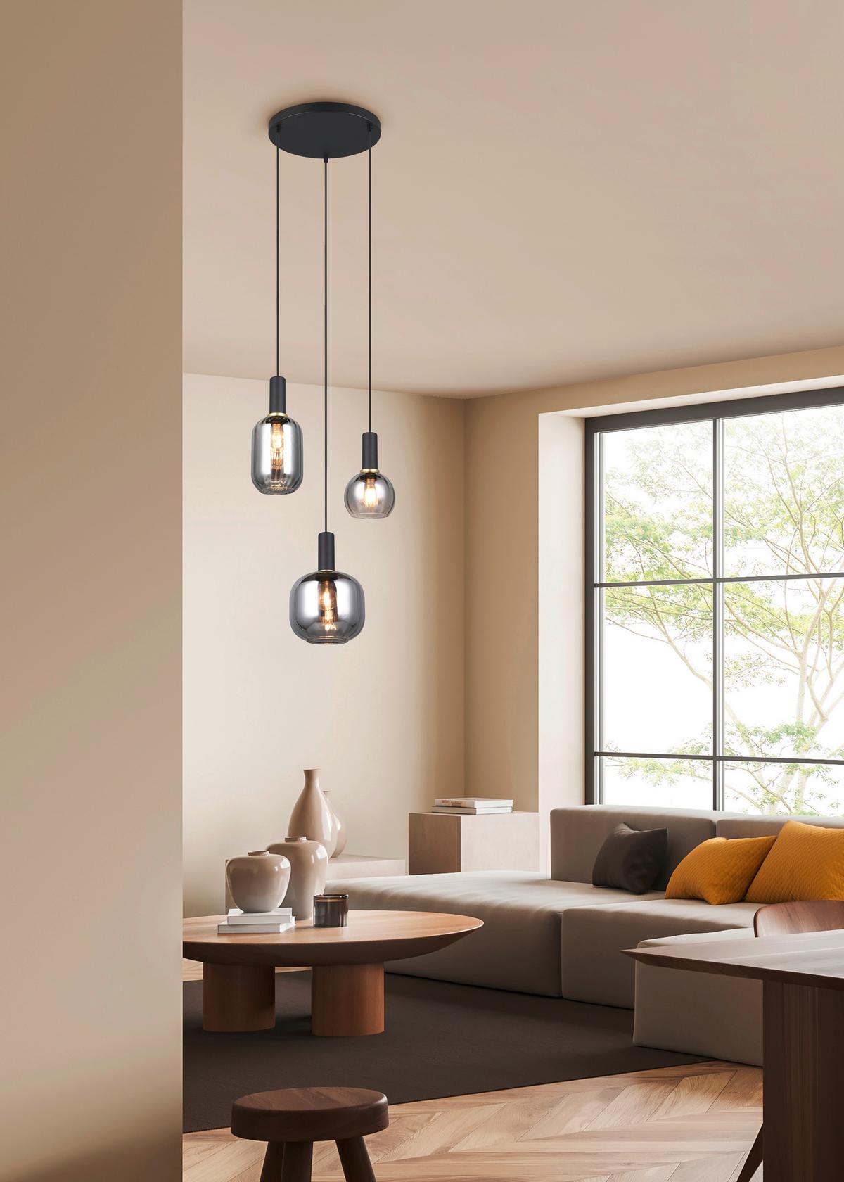 LAMPA WISZĄCA 319830332 DIVA - czarny/kolor chromowy, Basics, metal/szkło (30/150cm) - Trio Leuchten