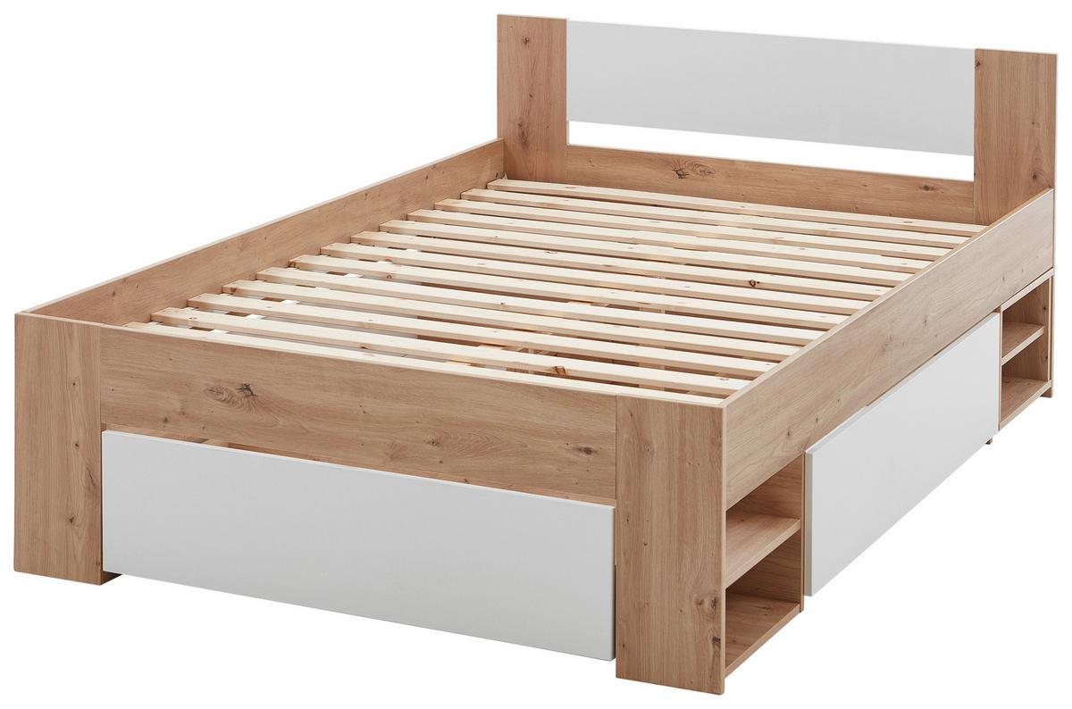 Bett Azurro 2-120 Weiß/Eiche Artisan - Weiß/Eiche Artisan, MODERN, Holzwerkstoff (120/200cm) - Mömax