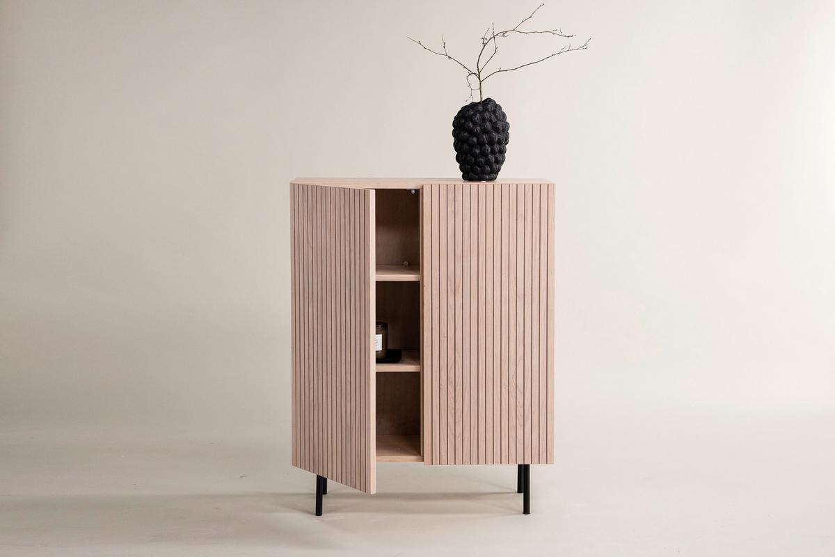 HIGHBOARD BJÖRKÖN - Eichefarben/Schwarz, Design, Holz/Holzwerkstoff (80/103/30cm) - Livetastic