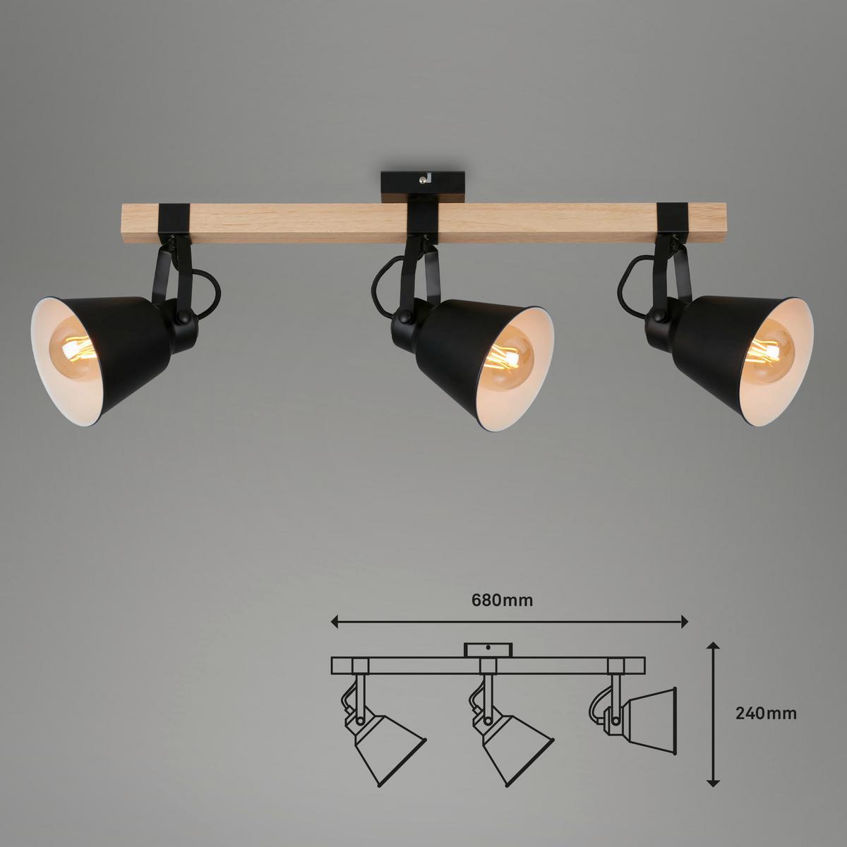Strahler Talle Schwarz max. 40 Watt - Schwarz, ROMANTIK / LANDHAUS, Holz (68/14,5/24cm) - Briloner