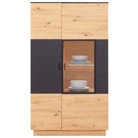 Vitrina Tonale, Barva Hrasta, Temno Siva - črna/siva, Moderno, umetna masa/steklo (93,5/163,5/40cm) - Mömax