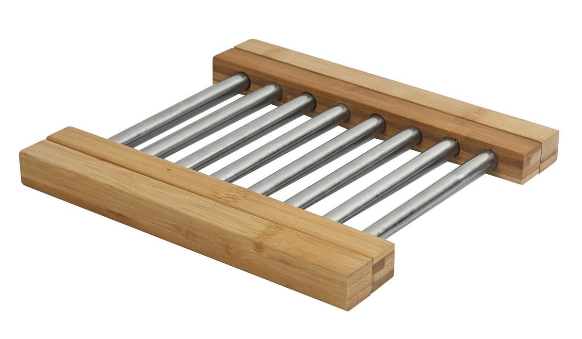 Topfuntersetzer Babsi Naturfarben/Silberfarben - Silberfarben/Naturfarben, KONVENTIONELL, Naturmaterialien/Metall (22/21/2cm) - Mömax