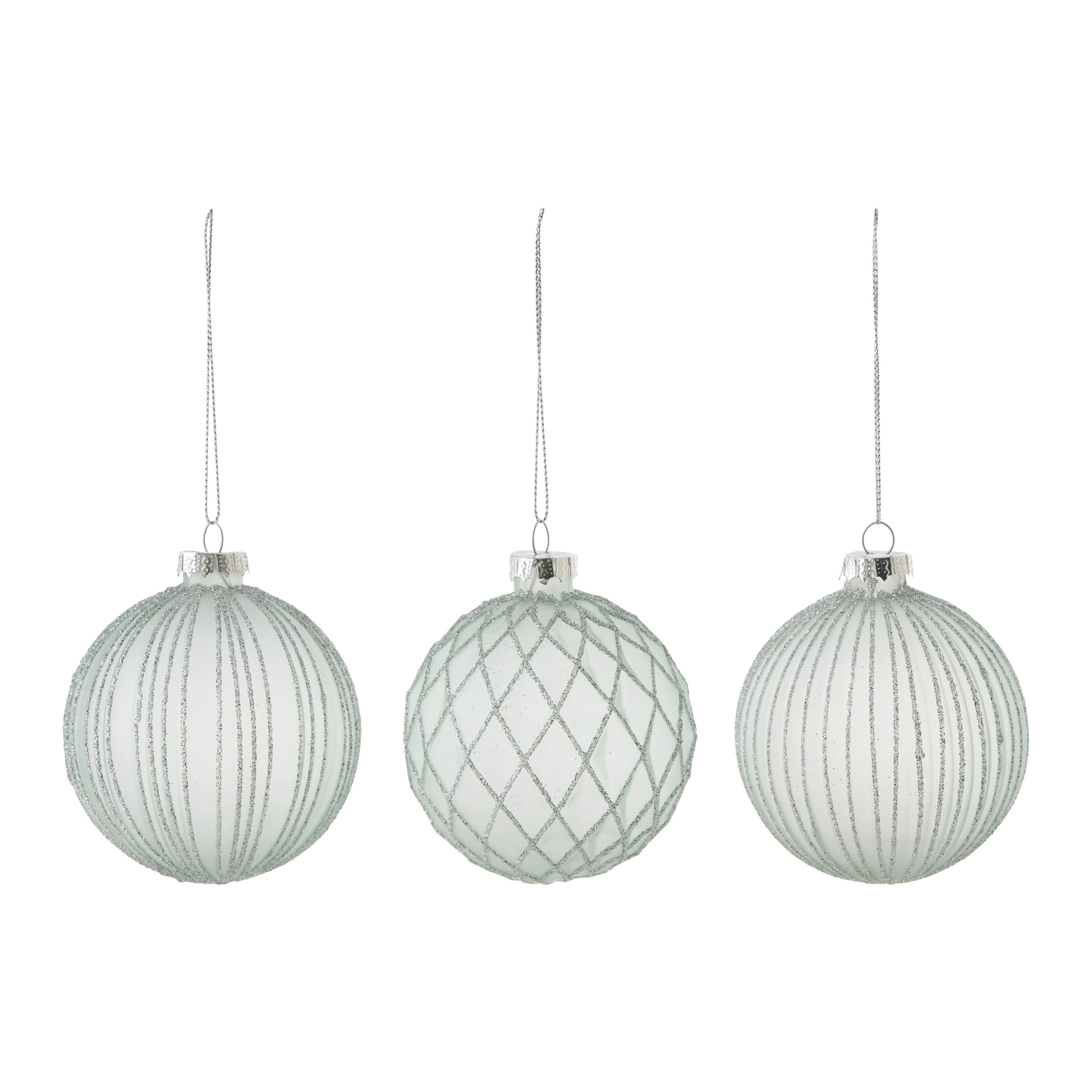 Christbaumkugel-Set Miracle Pastellblau 12-teilig - Pastellblau, Glas/Textil (8cm) - Mömax
