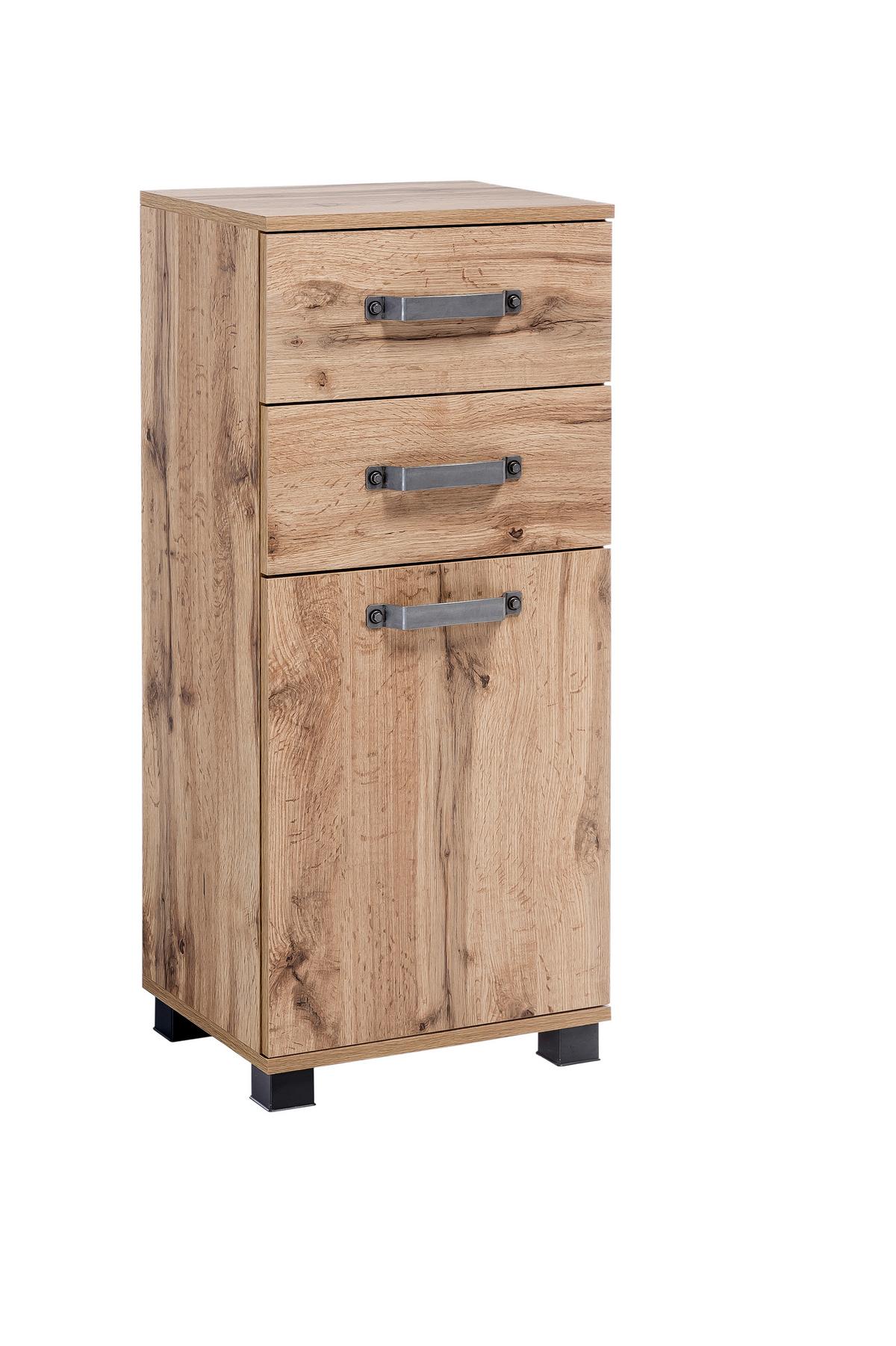 Unterschrank Milan Eiche - Eichefarben/Schwarz, KONVENTIONELL, Holzwerkstoff/Metall (40,3/94,8/32cm) - MID.YOU