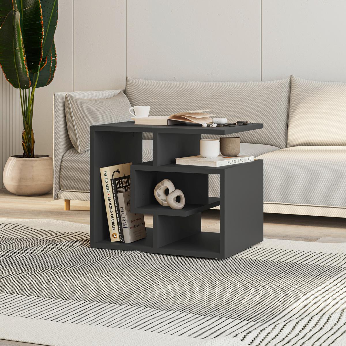Couchtisch Labirent ca. 54x45x40 cm Anthrazit - Anthrazit, Design, Holzwerkstoff (54/45/40cm) - Livetastic
