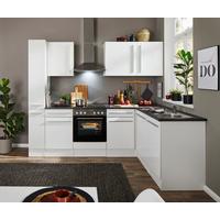 Eckküche Jazz mit Geräten ca.250x175cm Weiß Hochglanz - Weiß Hochglanz/Dunkelgrau, LIFESTYLE, Holzwerkstoff/Kunststoff (250/175cm) - P & B